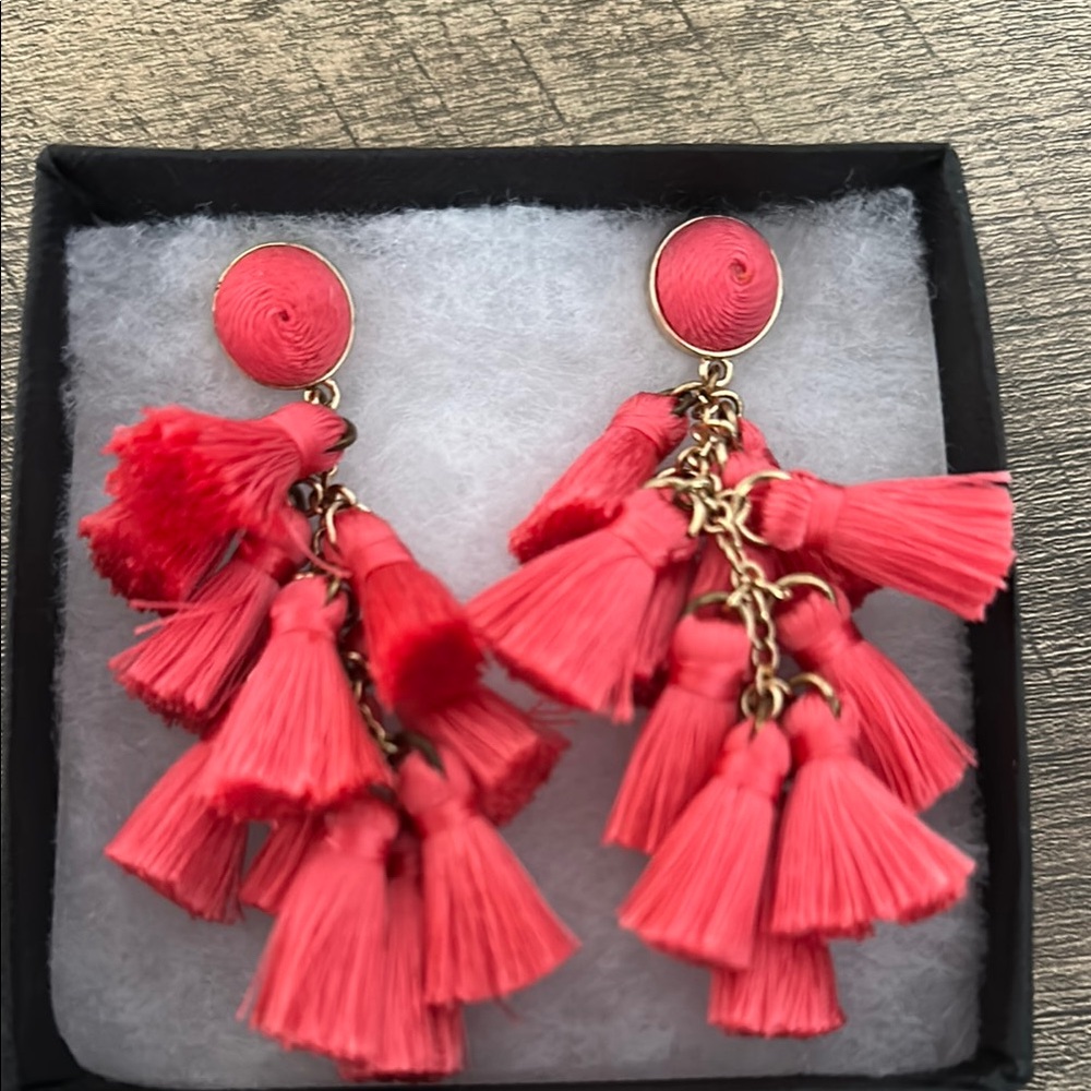 Elegant Coral Tassel Earrings